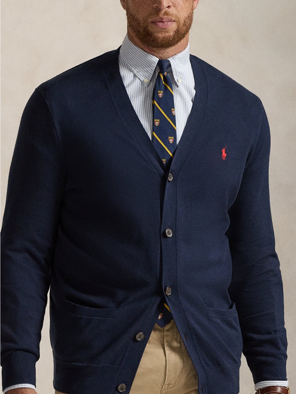 Ralph Lauren Men’s Black Cardigan with Red Pony Logo - Picture 2 of 8